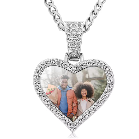 Heart Wings Icedout Memory Pendant
